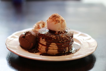 chocolate cake with whipped cream