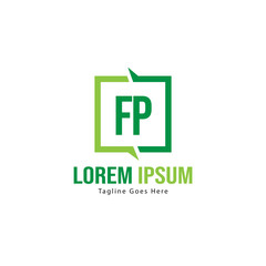 Initial FP logo template with modern frame. Minimalist FP letter logo vector illustration