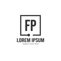Initial FP logo template with modern frame. Minimalist FP letter logo vector illustration
