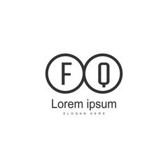 Initial FQ logo template with modern frame. Minimalist FQ letter logo vector illustration