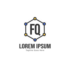 Initial FQ logo template with modern frame. Minimalist FQ letter logo vector illustration