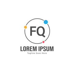 Initial FQ logo template with modern frame. Minimalist FQ letter logo vector illustration