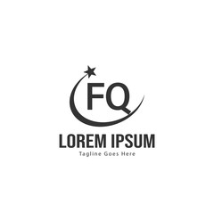 Initial FQ logo template with modern frame. Minimalist FQ letter logo vector illustration