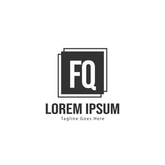 Initial FQ logo template with modern frame. Minimalist FQ letter logo vector illustration