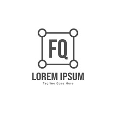 Initial FQ logo template with modern frame. Minimalist FQ letter logo vector illustration