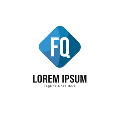 Initial FQ logo template with modern frame. Minimalist FQ letter logo vector illustration