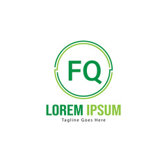 Initial FQ logo template with modern frame. Minimalist FQ letter logo vector illustration