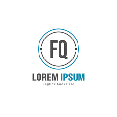 Initial FQ logo template with modern frame. Minimalist FQ letter logo vector illustration