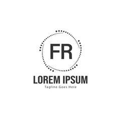 Initial FR logo template with modern frame. Minimalist FR letter logo vector illustration