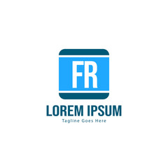 Initial FR logo template with modern frame. Minimalist FR letter logo vector illustration