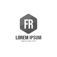 Initial FR logo template with modern frame. Minimalist FR letter logo vector illustration