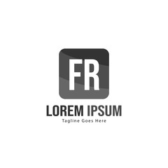 Initial FR logo template with modern frame. Minimalist FR letter logo vector illustration
