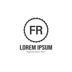 Initial FR logo template with modern frame. Minimalist FR letter logo vector illustration