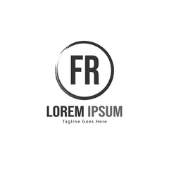 Initial FR logo template with modern frame. Minimalist FR letter logo vector illustration