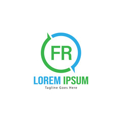 Initial FR logo template with modern frame. Minimalist FR letter logo vector illustration