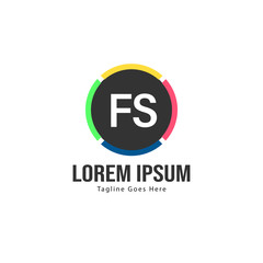 Initial FS logo template with modern frame. Minimalist FS letter logo vector illustration