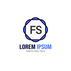 Initial FS logo template with modern frame. Minimalist FS letter logo vector illustration