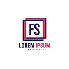 Initial FS logo template with modern frame. Minimalist FS letter logo vector illustration