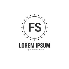 Initial FS logo template with modern frame. Minimalist FS letter logo vector illustration