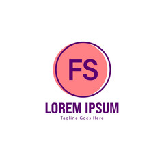 Initial FS logo template with modern frame. Minimalist FS letter logo vector illustration