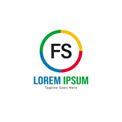 Initial FS logo template with modern frame. Minimalist FS letter logo vector illustration