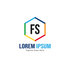 Initial FS logo template with modern frame. Minimalist FS letter logo vector illustration