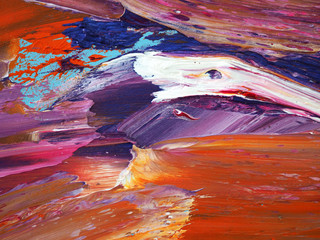 Hand draw colorful oil paint abstract background and texture.