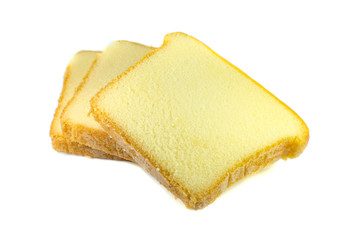 butter cake slice isolated on white background