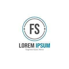 Initial FS logo template with modern frame. Minimalist FS letter logo vector illustration