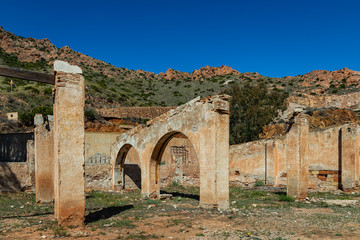 Old abandoned gold mine in Rodalquilar. Cabo de Gata. Almeria. Spain.