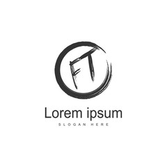 Initial FT logo template with modern frame. Minimalist FT letter logo vector illustration
