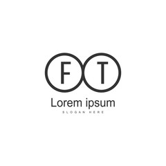 Initial FT logo template with modern frame. Minimalist FT letter logo vector illustration