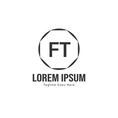 Initial FT logo template with modern frame. Minimalist FT letter logo vector illustration