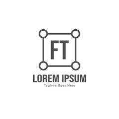 Initial FT logo template with modern frame. Minimalist FT letter logo vector illustration