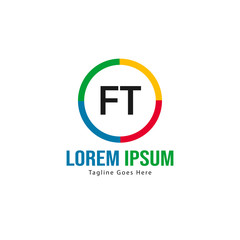 Obraz premium Initial FT logo template with modern frame. Minimalist FT letter logo vector illustration