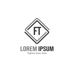 Initial FT logo template with modern frame. Minimalist FT letter logo vector illustration