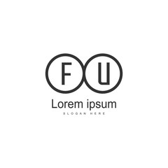 Initial FU logo template with modern frame. Minimalist FU letter logo vector illustration
