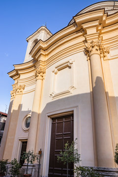 The Church of San Pietro. The blue sky at sunset. Zagarolo, Province of Rome, Lazio, Italy
