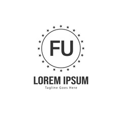 Initial FU logo template with modern frame. Minimalist FU letter logo vector illustration