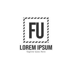 Fototapeta premium Initial FU logo template with modern frame. Minimalist FU letter logo vector illustration