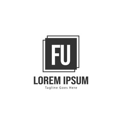 Initial FU logo template with modern frame. Minimalist FU letter logo vector illustration