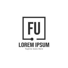 Initial FU logo template with modern frame. Minimalist FU letter logo vector illustration