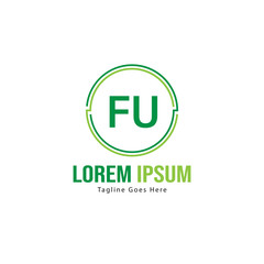 Initial FU logo template with modern frame. Minimalist FU letter logo vector illustration
