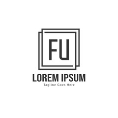 Initial FU logo template with modern frame. Minimalist FU letter logo vector illustration