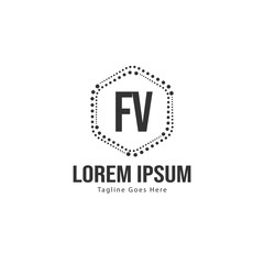 Initial FV logo template with modern frame. Minimalist FV letter logo vector illustration