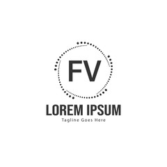 Initial FV logo template with modern frame. Minimalist FV letter logo vector illustration