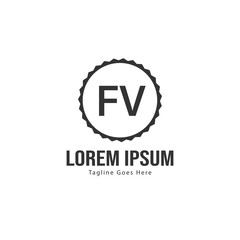 Initial FV logo template with modern frame. Minimalist FV letter logo vector illustration