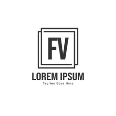 Initial FV logo template with modern frame. Minimalist FV letter logo vector illustration