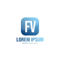 Initial FV logo template with modern frame. Minimalist FV letter logo vector illustration