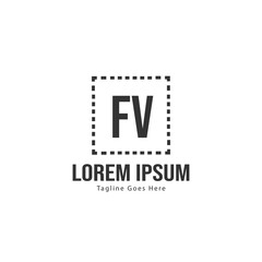 Initial FV logo template with modern frame. Minimalist FV letter logo vector illustration